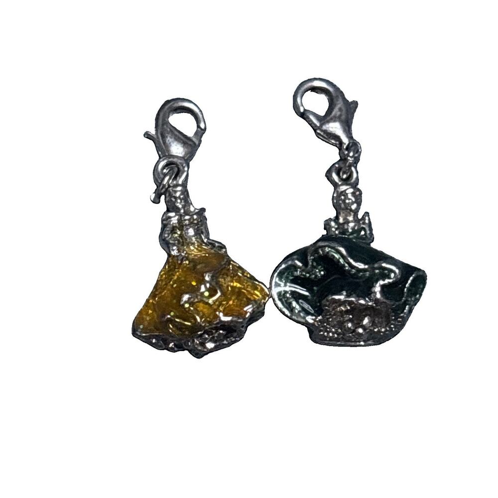 2 Disney Princess Charms Cinderella & Belle Silver Tone & Enamel 3D Charms 1.5”